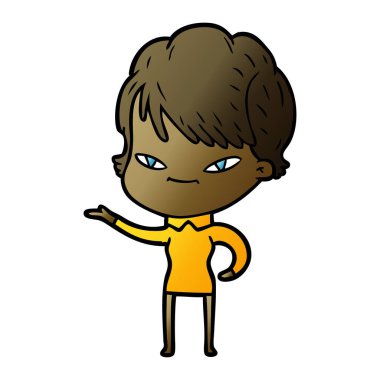 vektör çizim karikatür mutlu kadın