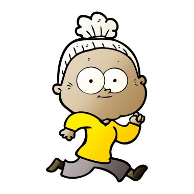 karikatür mutlu yaşlı kadın