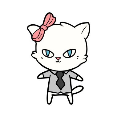 sevimli çizgi kedi patron