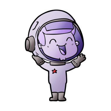 mutlu karikatür astronot vektör çizim