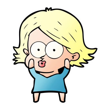 surat asmayı çizgi film kız vektör çizim