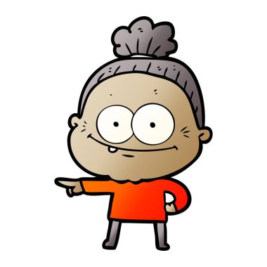 karikatür mutlu yaşlı kadın