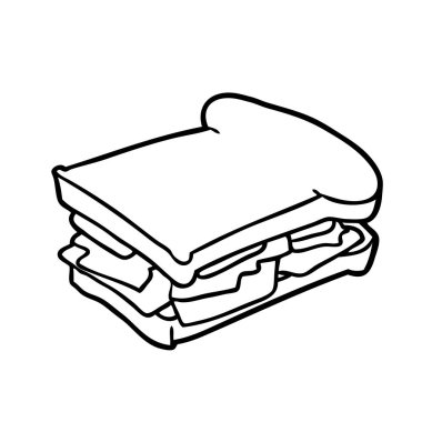 Jambonlu peynirli domates sandviç çizgi çizme