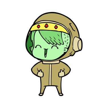 mutlu karikatür alan kız