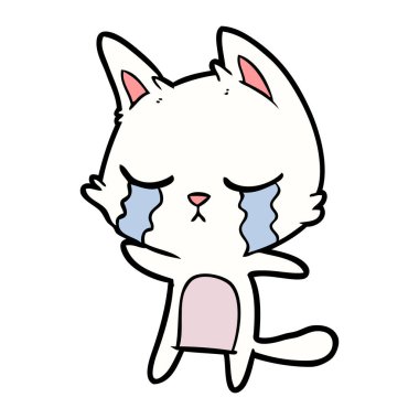 vektör çizim karikatür kedi ağlama