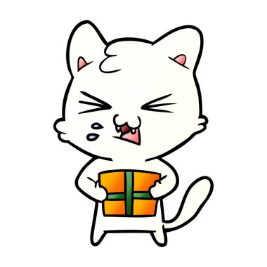 vektör çizim karikatür kedi tıslama