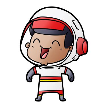 mutlu karikatür astronot vektör çizim