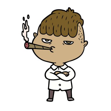 vektör çizim karikatür adam Sigara