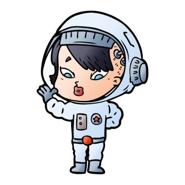 vektör çizim karikatür astronot kadın