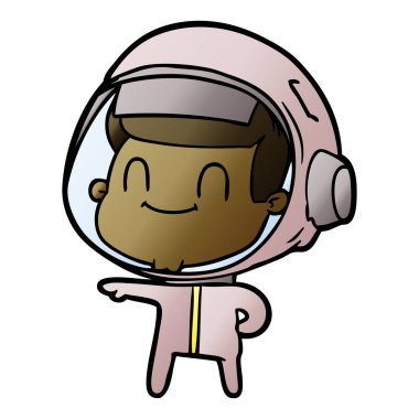 mutlu karikatür astronot adam