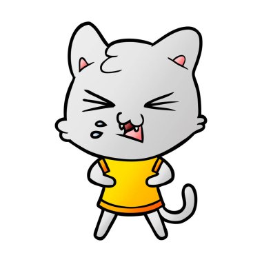 vektör çizim karikatür kedi tıslama