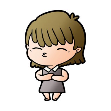 Çizgi filmdeki kadının vektör çizimi