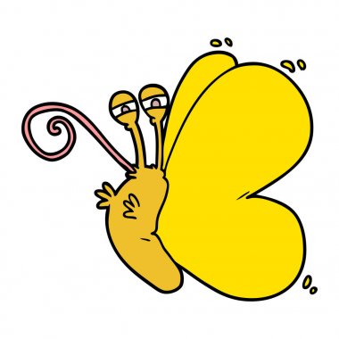 Komik karikatür kelebek vektör çizim