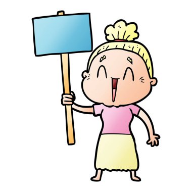 karikatür mutlu yaşlı kadın