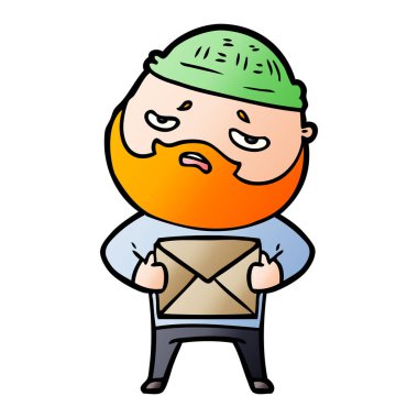 Sakallı endişeli adam çizgi film