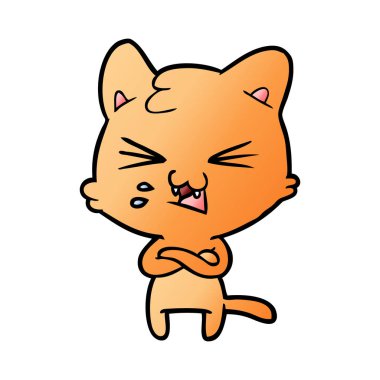 vektör çizim karikatür kedi tıslama