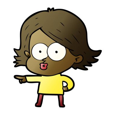 surat asmayı çizgi film kız vektör çizim