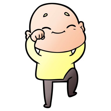 mutlu karikatür kel adam