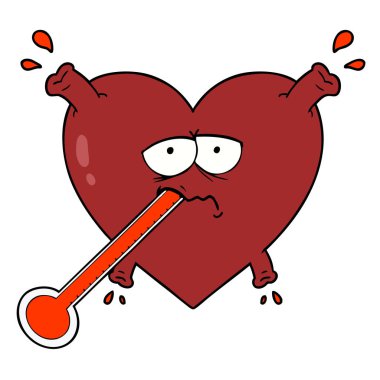 Karikatür kalp çiziminin vektör çizimi