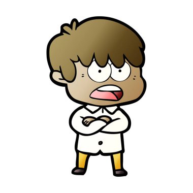 endişeli çizgi film çocuk vektör çizim