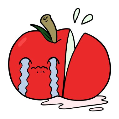 çizgi film üzgün dilimlenmiş elma