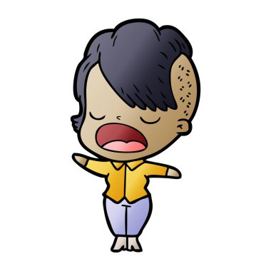 konuşuyor karikatür serin hippi kız