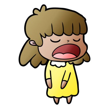 yüksek sesle konuşuyor karikatür kadın