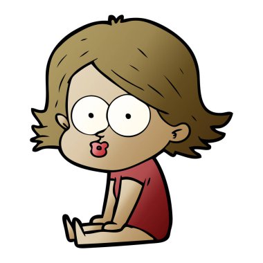 surat asmayı çizgi film kız vektör çizim