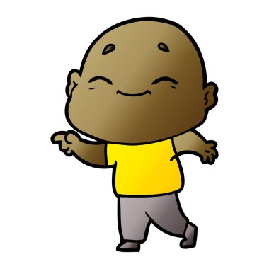 karikatür mutlu kel adam