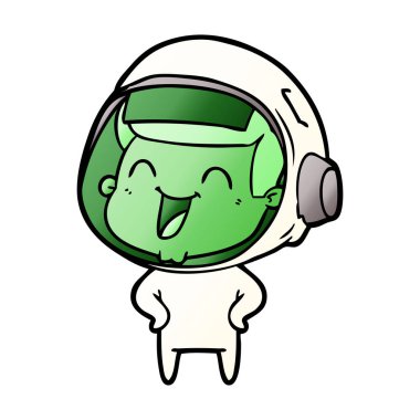 mutlu karikatür astronot vektör çizim