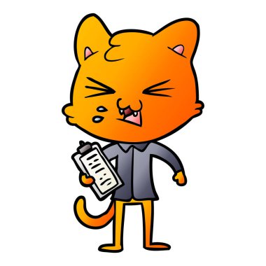 vektör çizim karikatür kedi tıslama
