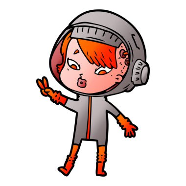 vektör çizim karikatür astronot kadın