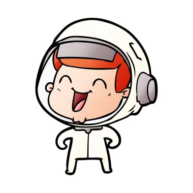 mutlu karikatür astronot vektör çizim