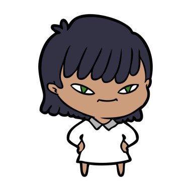 Çizgi filmdeki kadının vektör çizimi