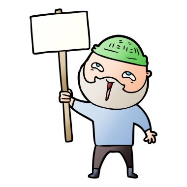 Çizgi film mutlu sakallı adam