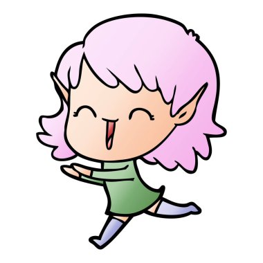 vektör çizim karikatür elf kızı