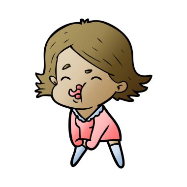 çizgi film kız yüz çekerek