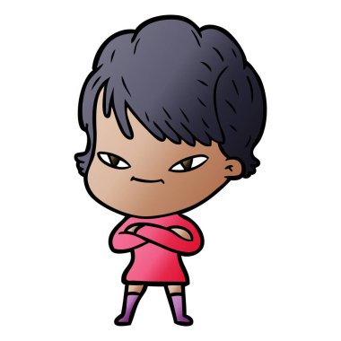 vektör çizim karikatür mutlu kadın