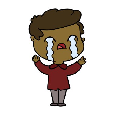 vektör çizim karikatür adam ağlıyor