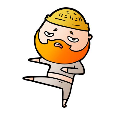 Sakallı endişeli adam çizgi film