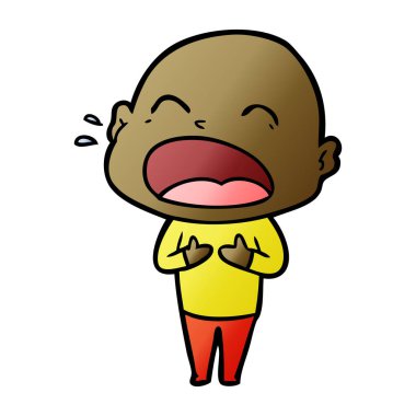 karikatür bağırarak kel adam