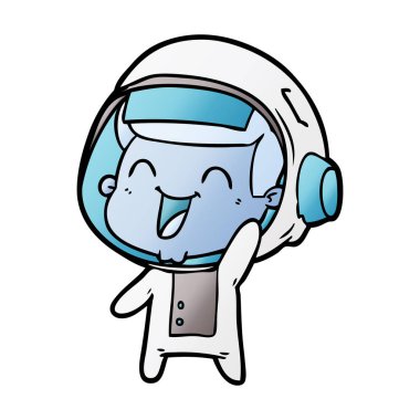 mutlu karikatür astronot vektör çizim