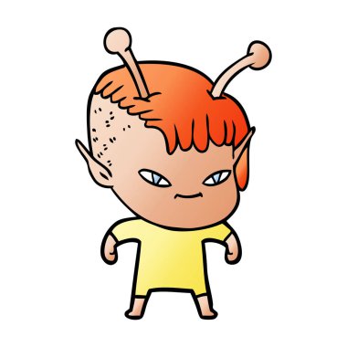 sevimli çizgi uzaylı kız