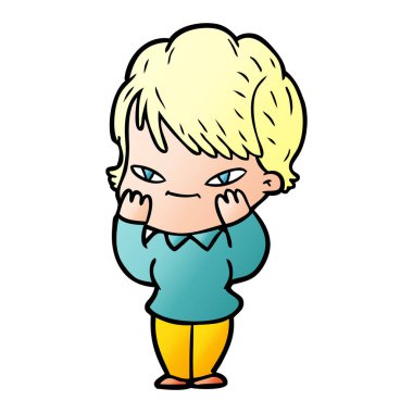 vektör çizim karikatür mutlu kadın