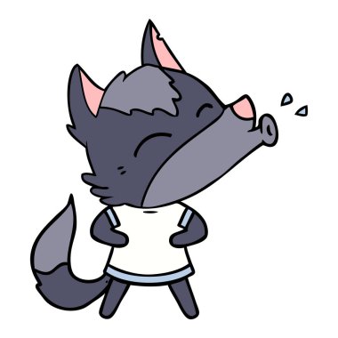 uluyan kurt karikatür, vektör çizim