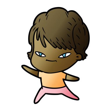 vektör çizim karikatür mutlu kadın