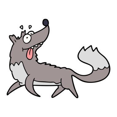 vektör çizim karikatür aç kurt