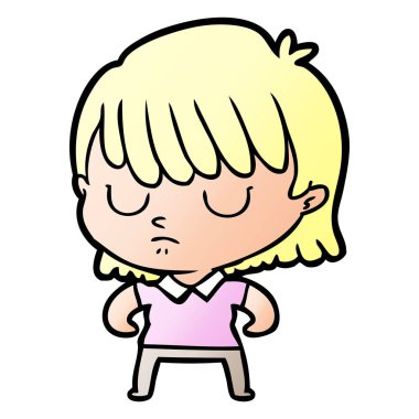 Çizgi filmdeki kadının vektör çizimi