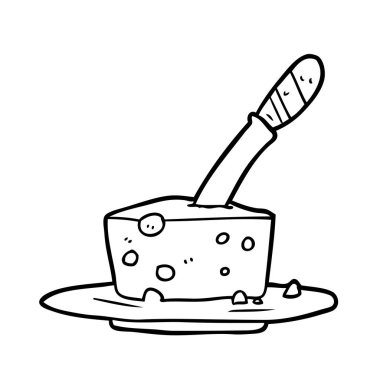 çizgi çizme blok peynir bir bıçak