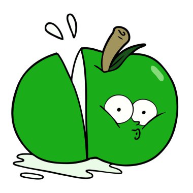 vektör çizim karikatür dilimlenmiş elma